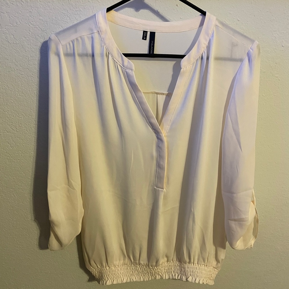 Maurices Cream Blouse with V-Neck